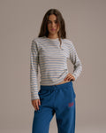 Rib Stripe Long Sleeve T-shirt - Marshmallow White