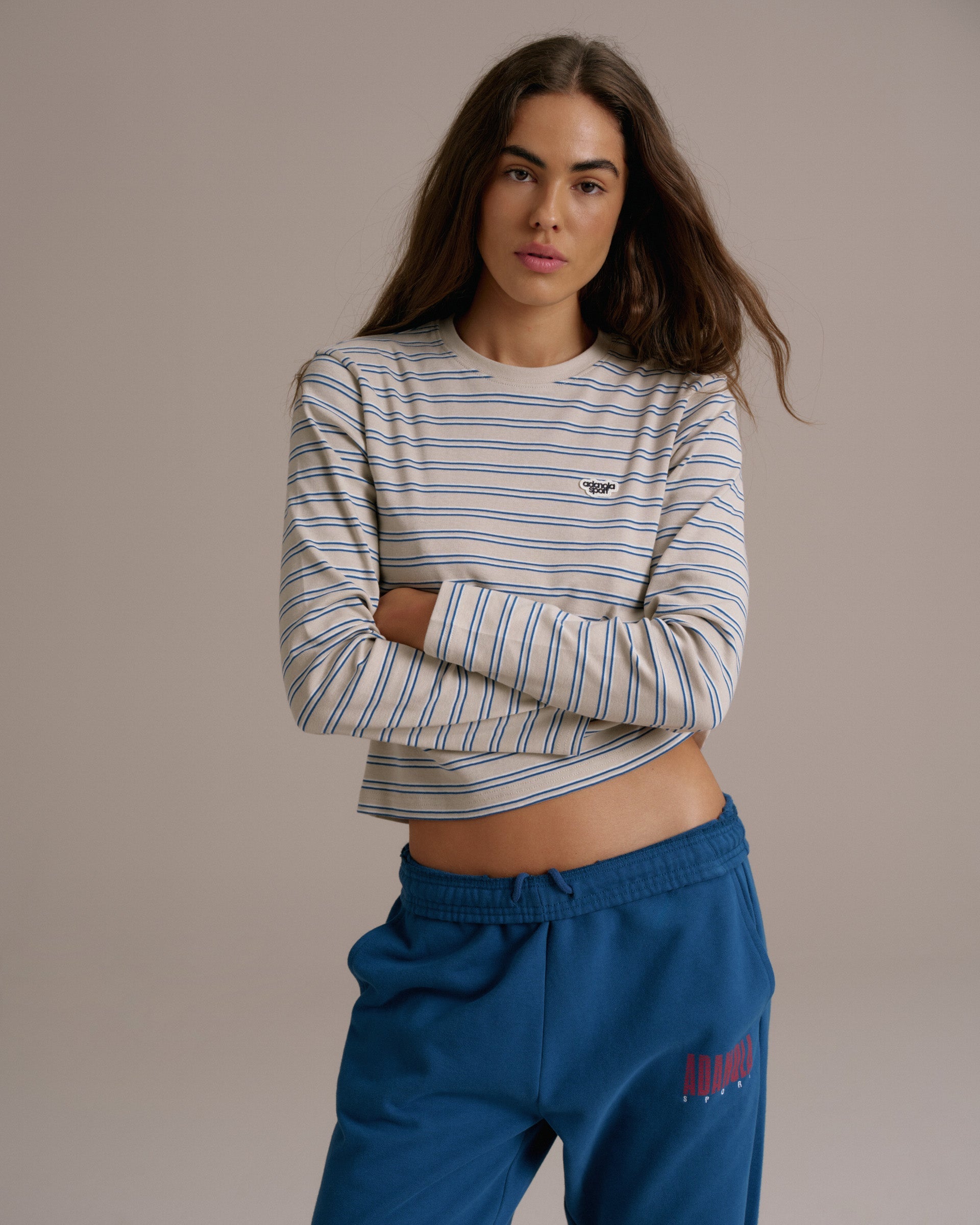 Rib Stripe Long Sleeve T-shirt - Marshmallow White